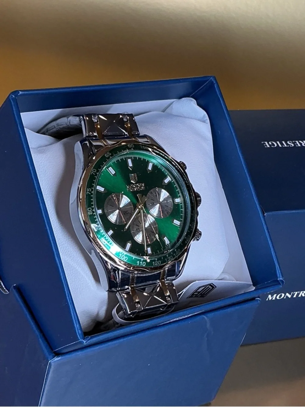 Invicta Green Dial Silver Tone Men's Chronograph Watch-MPW-0346